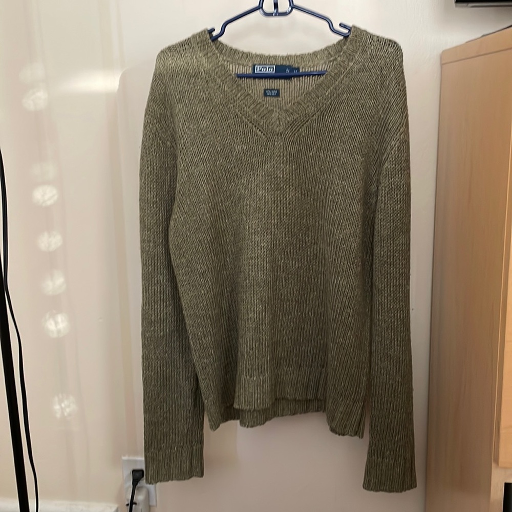 A green Polo by Ralph Lauren knit sweater